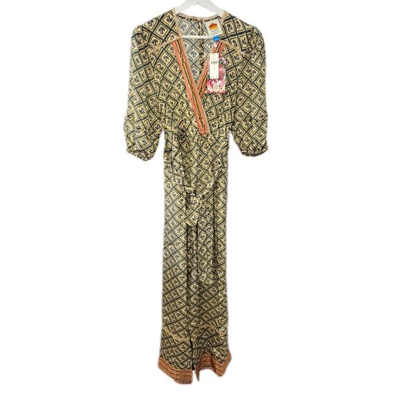 Farm Rio x Anthropologie V-Neck Wide Leg Mushroom Print Jumpsuit Size S, NWT - Picture 2 of 11
